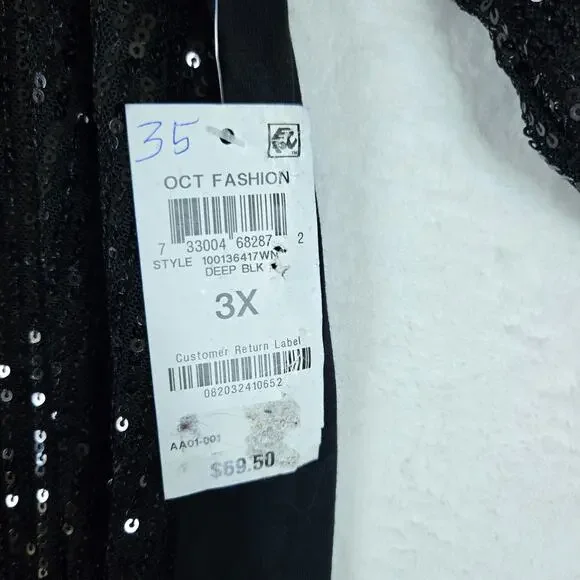 JM Collection Sequin Cold Shoulder Womens Top 3XL 0666 - Picture 3 of 9